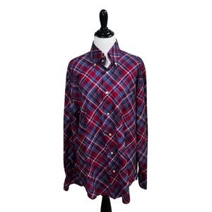 Tommy Hilfiger Men's M Medium Western Button Down Shirt Plaid Accent Stitching